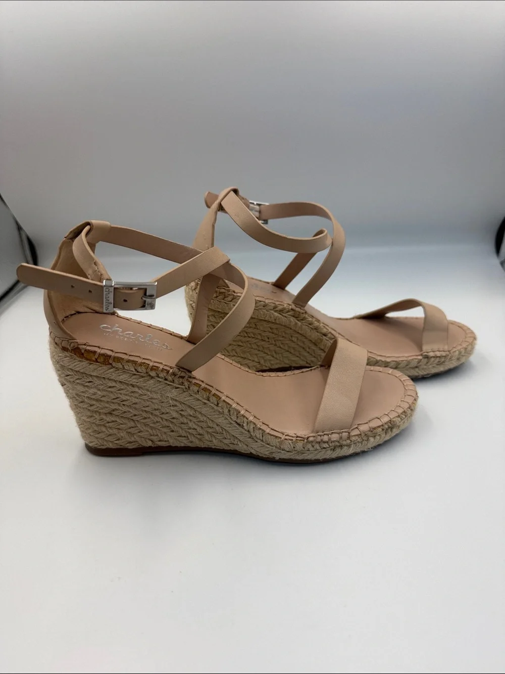 Charles by Charles David Beige Tan Espadrille Wedge Sandals